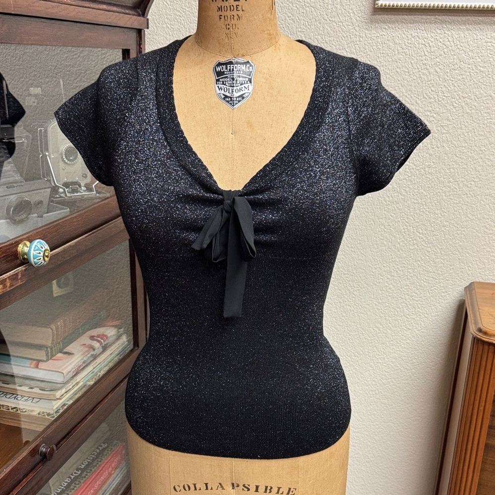 NWOT Hell Bunny Pin-up bombshell metallic black sweetheart too